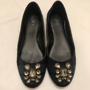 ANN TAYLOR LIFT plaid flats with embellishment